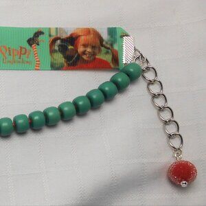 No610 Statement handmade 2 rows choker necklace with Pippi patterned ribbon